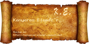 Kenyeres Elemér névjegykártya