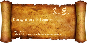 Kenyeres Elemér névjegykártya