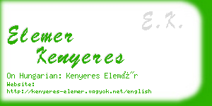 elemer kenyeres business card